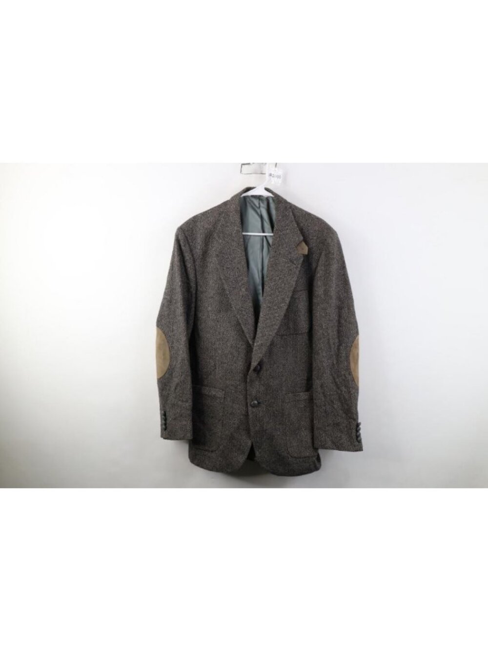 Vtg 90s Mens 40L Lambswool Tweed Suede Elbow Patch Blazer Suit Jacket Coat USA